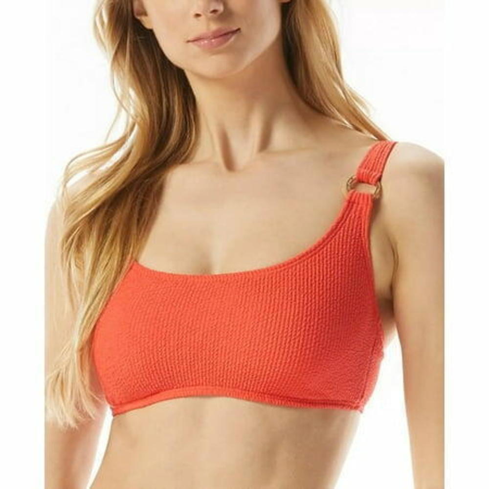 Michael Kors SANGRIA Textured Logo Ring Bralette Bikini Swim Top US Small